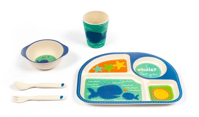 bamboozle-wally-whale-set-repas-enfant-5-pi-ces image 1