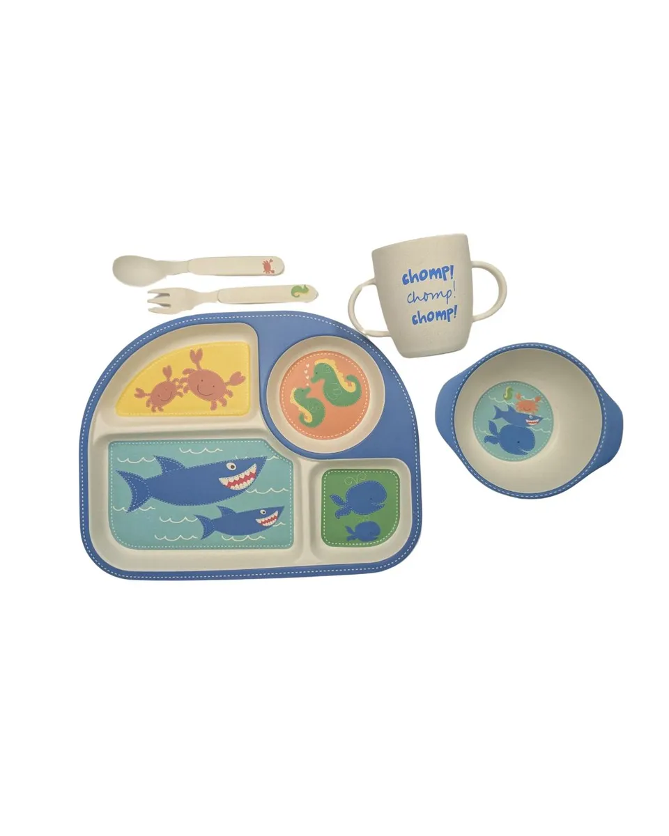 bamboozle-dinnerware-ocean-friends-coffret-repas-enfant-bambou-5-pi-ces image 1